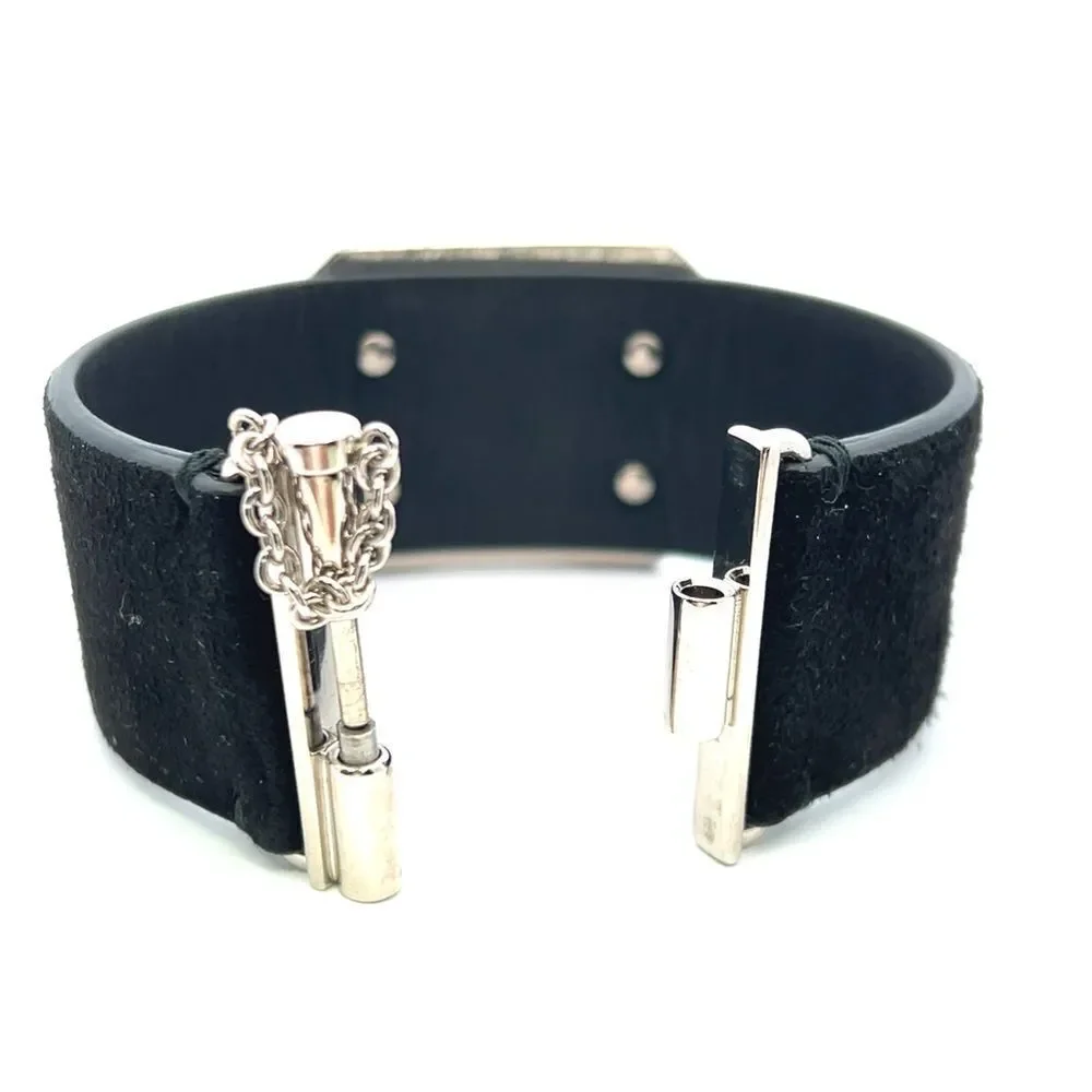 Chanel Interlocking Cc Logo Leather Cuff Bracelet